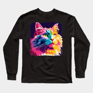 Norwegian Forest Cat Pop Art - Cat Lover Gift Long Sleeve T-Shirt